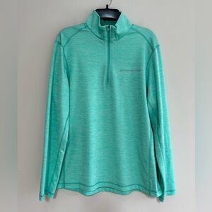 VINEYARD VINES On-The-Go Sankaty Quarter Zip Pullover in Aqua Blue/Green, M